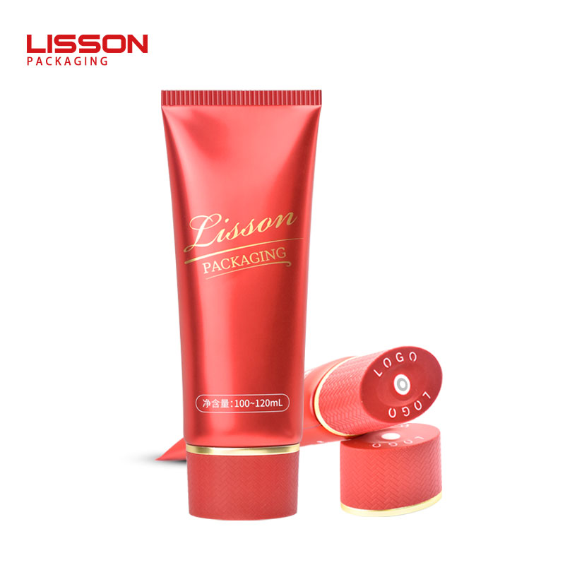 OEM Custom Red Color Oval Plastic CosmeticTube with Center Dispensing Cap 1
