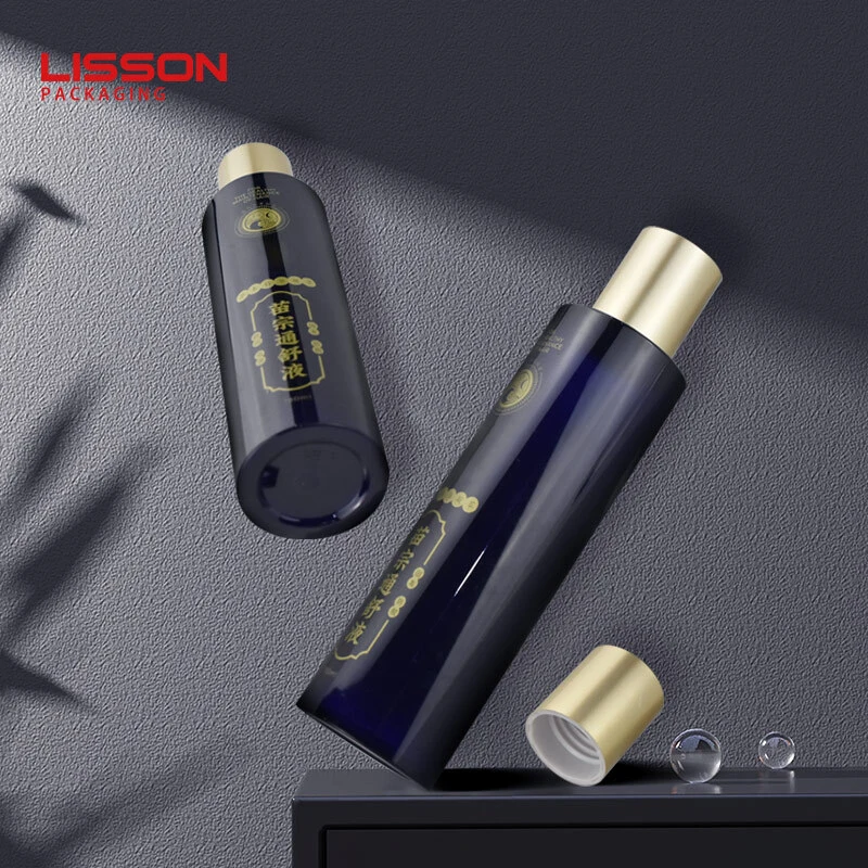 Black 180ml PETG Round Lotion Bottle with Screw Cap 1