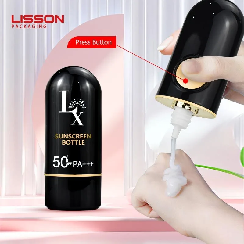 Supply Black Color 30ml Sunscreen Cream Bottle with Press Button 1