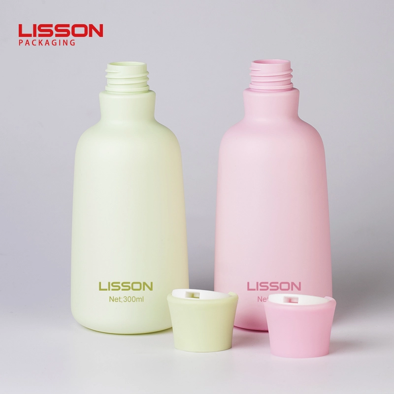 Botella de plástico PET de 300 ml para champú y acondicionador de cabello con tapa de disco - Lisson Packaging 1