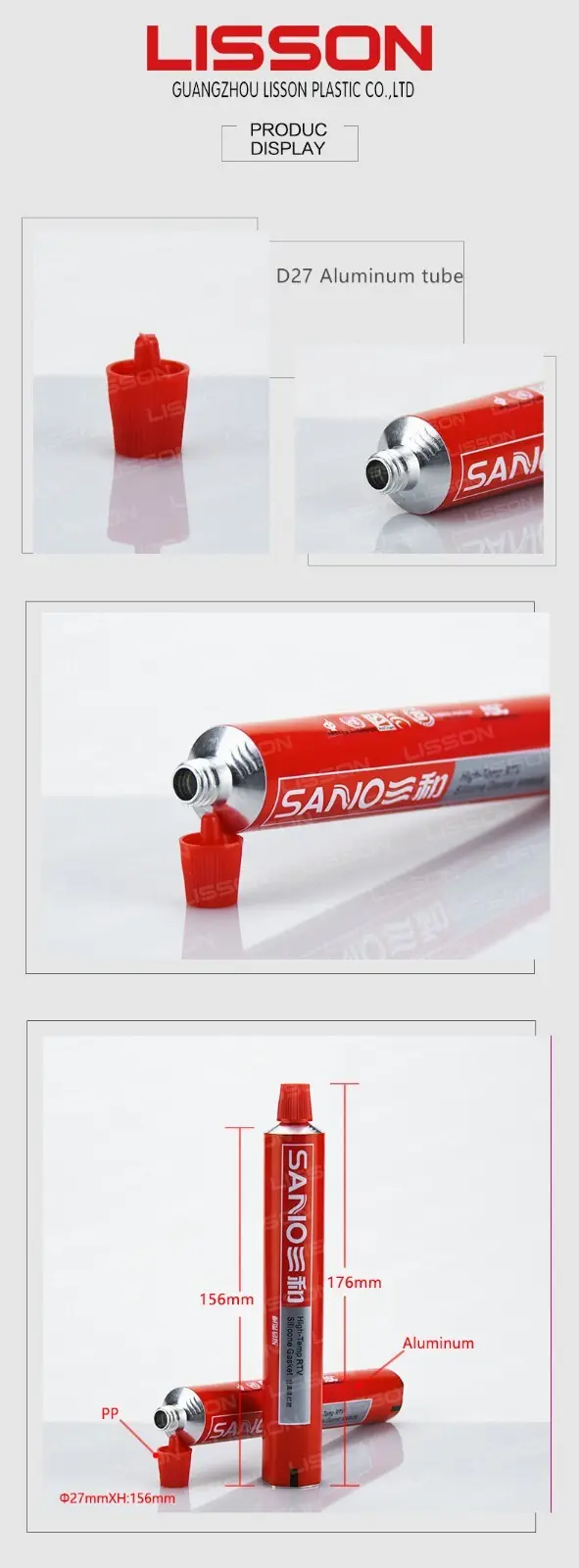 Lisson factory price aluminium cosmetic tubes oem for makeup 2