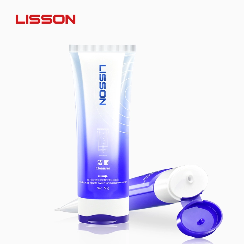 180ml flat Dual chamber PE plastic cosmetic tubes packaging 1