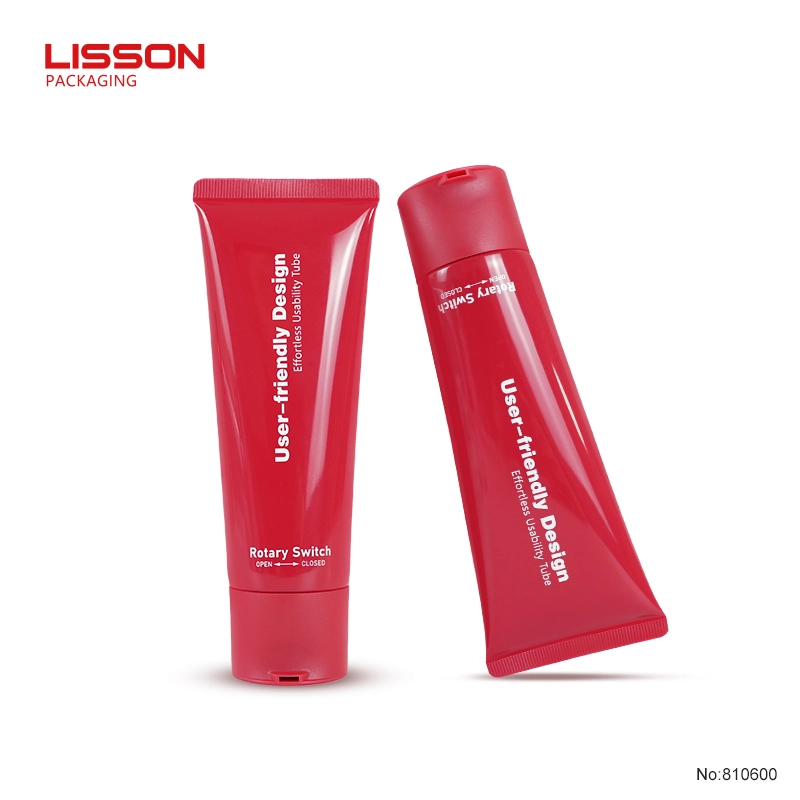 D40 Red Plastic Skincare Tube with Rotary Switch Cap – 60-180ml 1