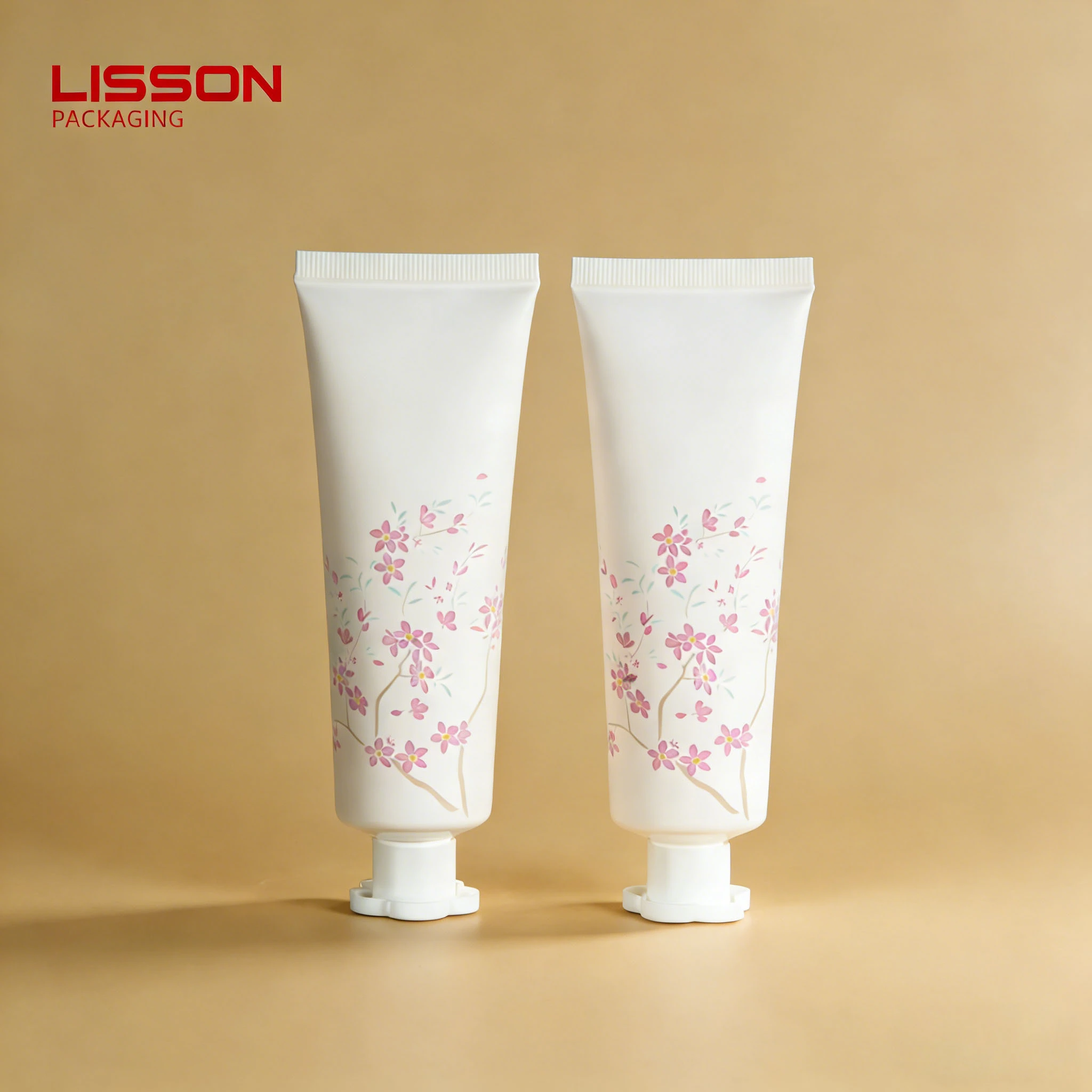 Private Label Frosted Hand Cream Tubes Lotion Tubes w/ Blossom Accents 1