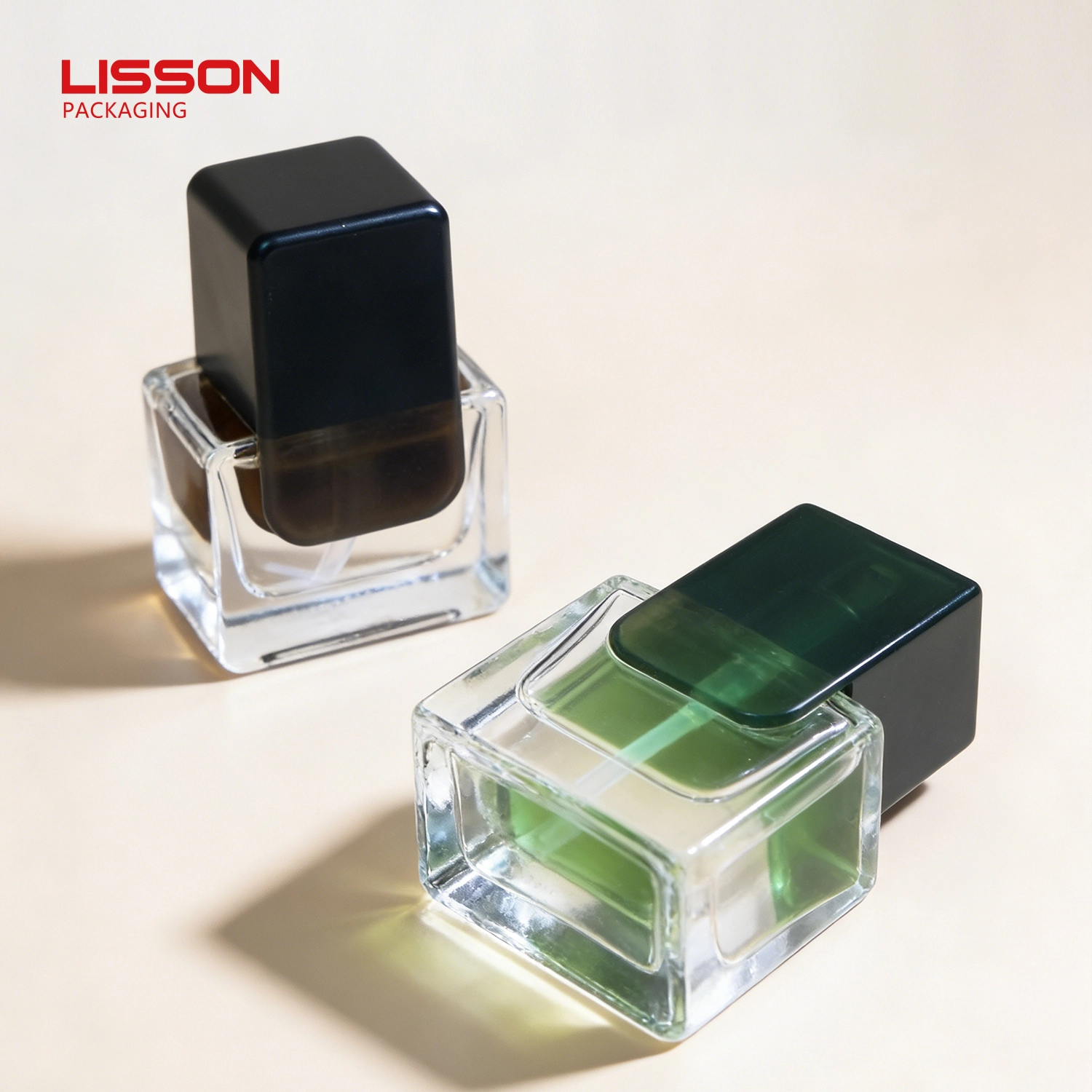 custom low-profile 30ml glass square foundation bottle w/ pump 1