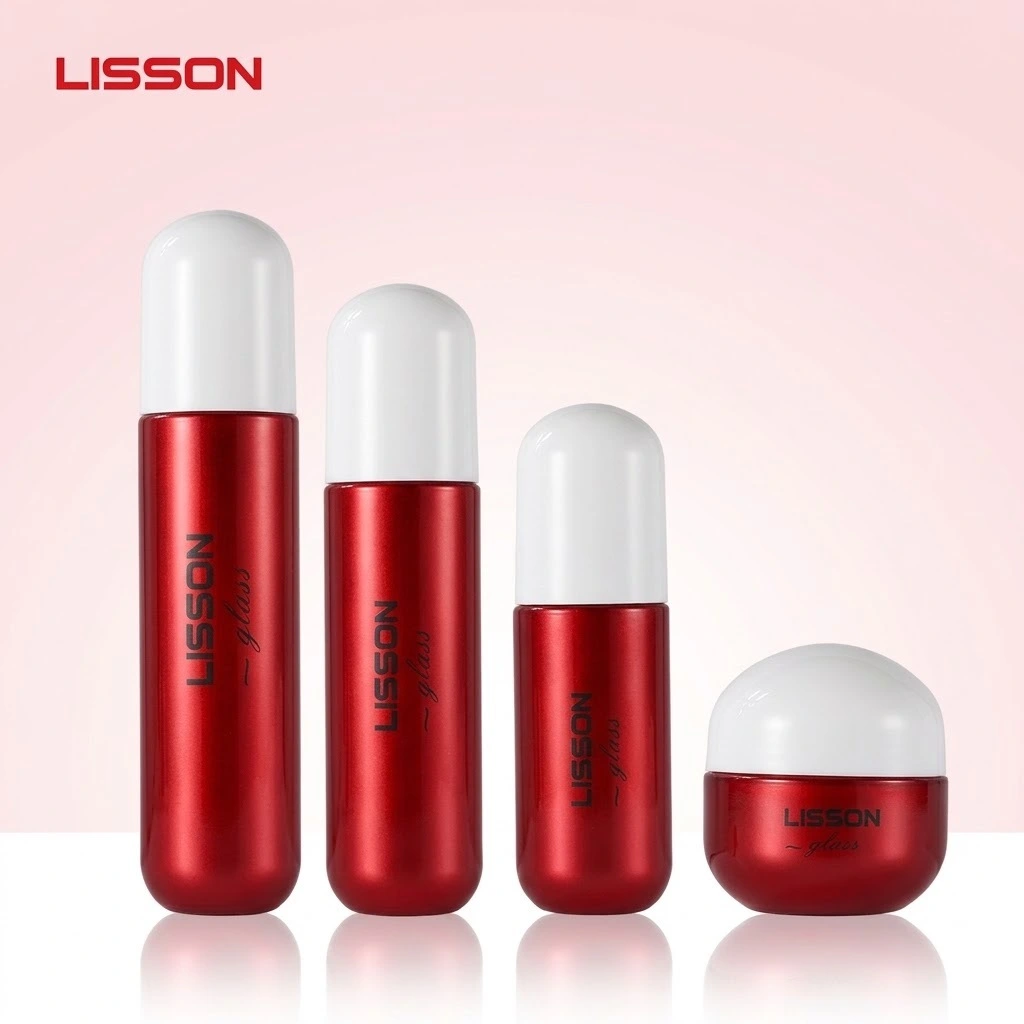 Scarlet Metallic Glass Cosmetic Packaging Set 1