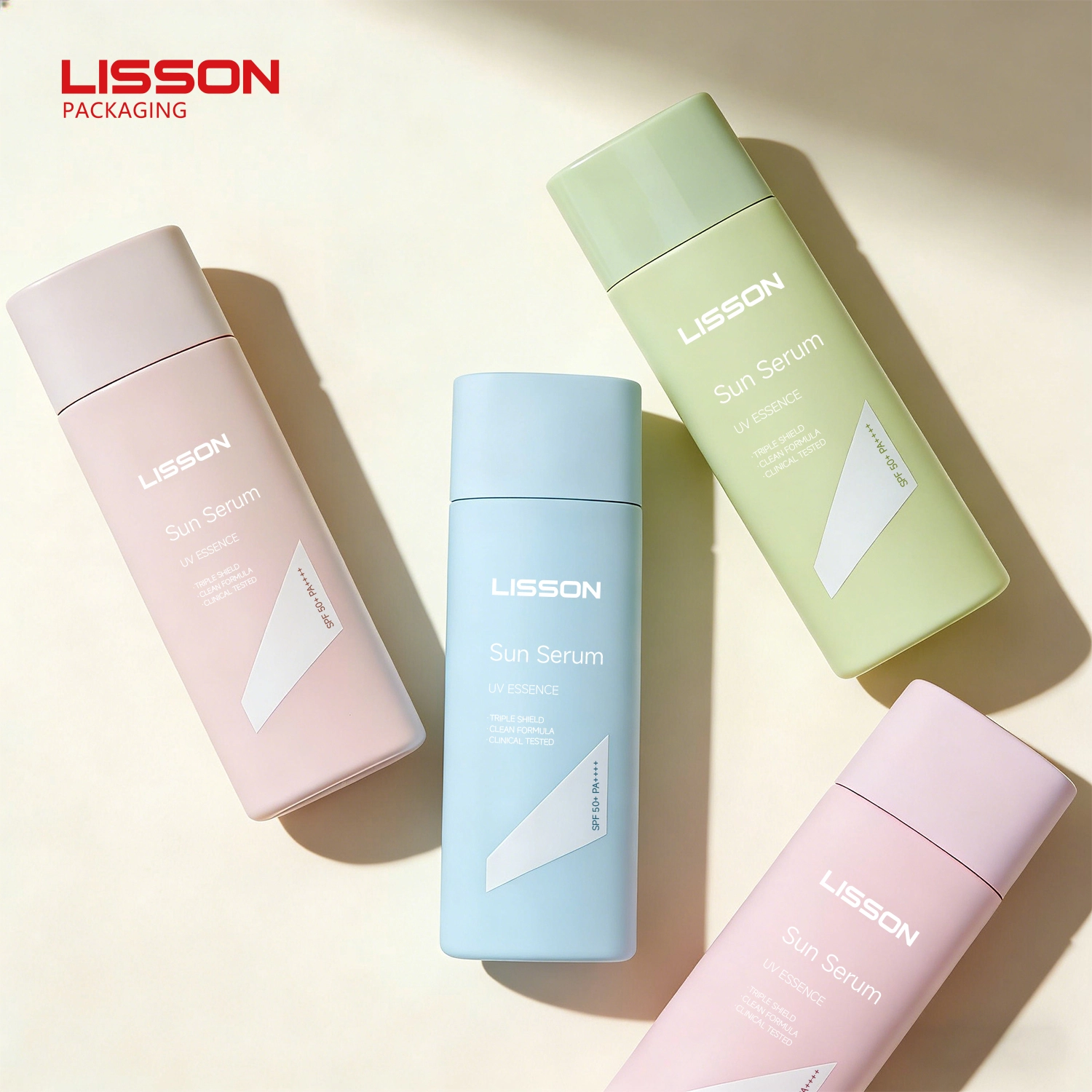 50ml Plastic Sunscreen Pump Bottle with Double-Layer PP Cap 1