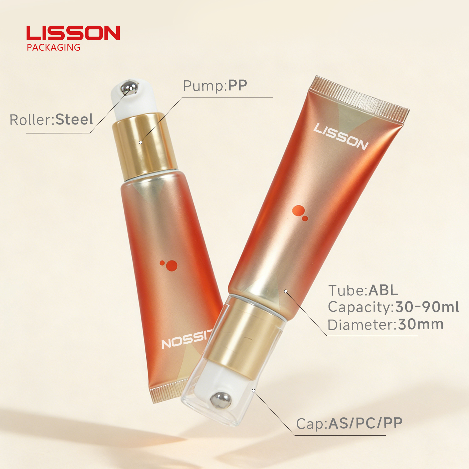 Stainless Steel Massaging Roller Cosmetic Pump Squeeze Tube From ABL 30 ...