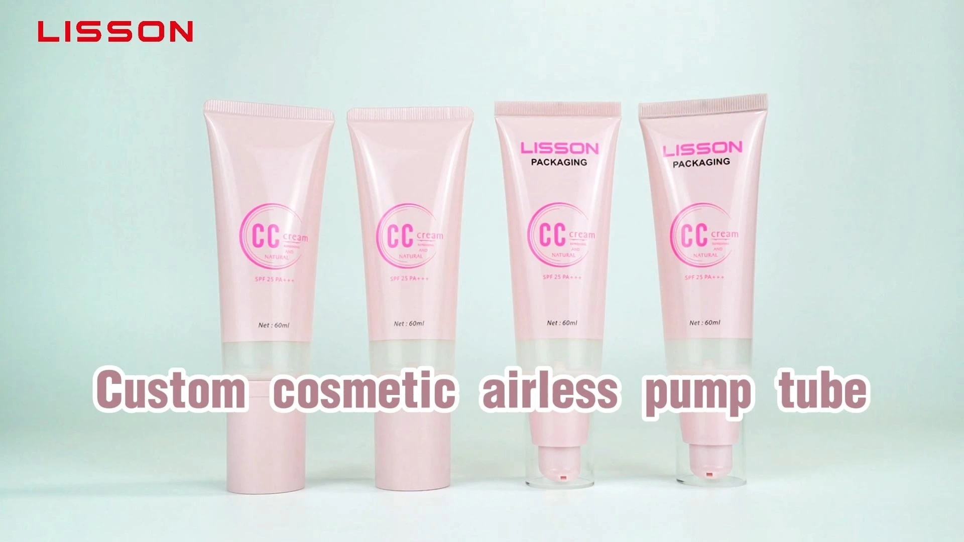 Custom Logo Plastic Airless Pump Tubes with Clear Screw Cap Glossy Pink Finish 1