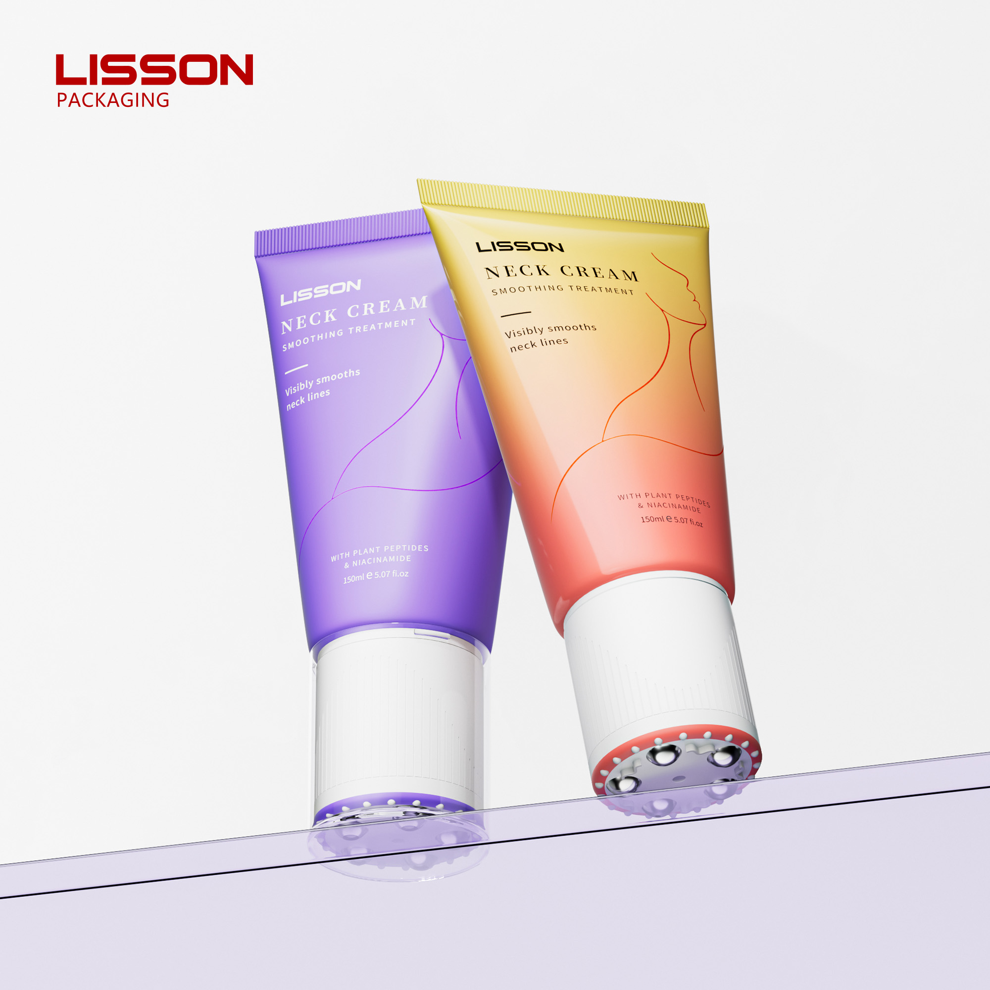 Custom 50mm PE Tube with Steel Roller Balls | 120-250ml Neck Cream Applicator | PP + TPE Leak-Proof Cap 3