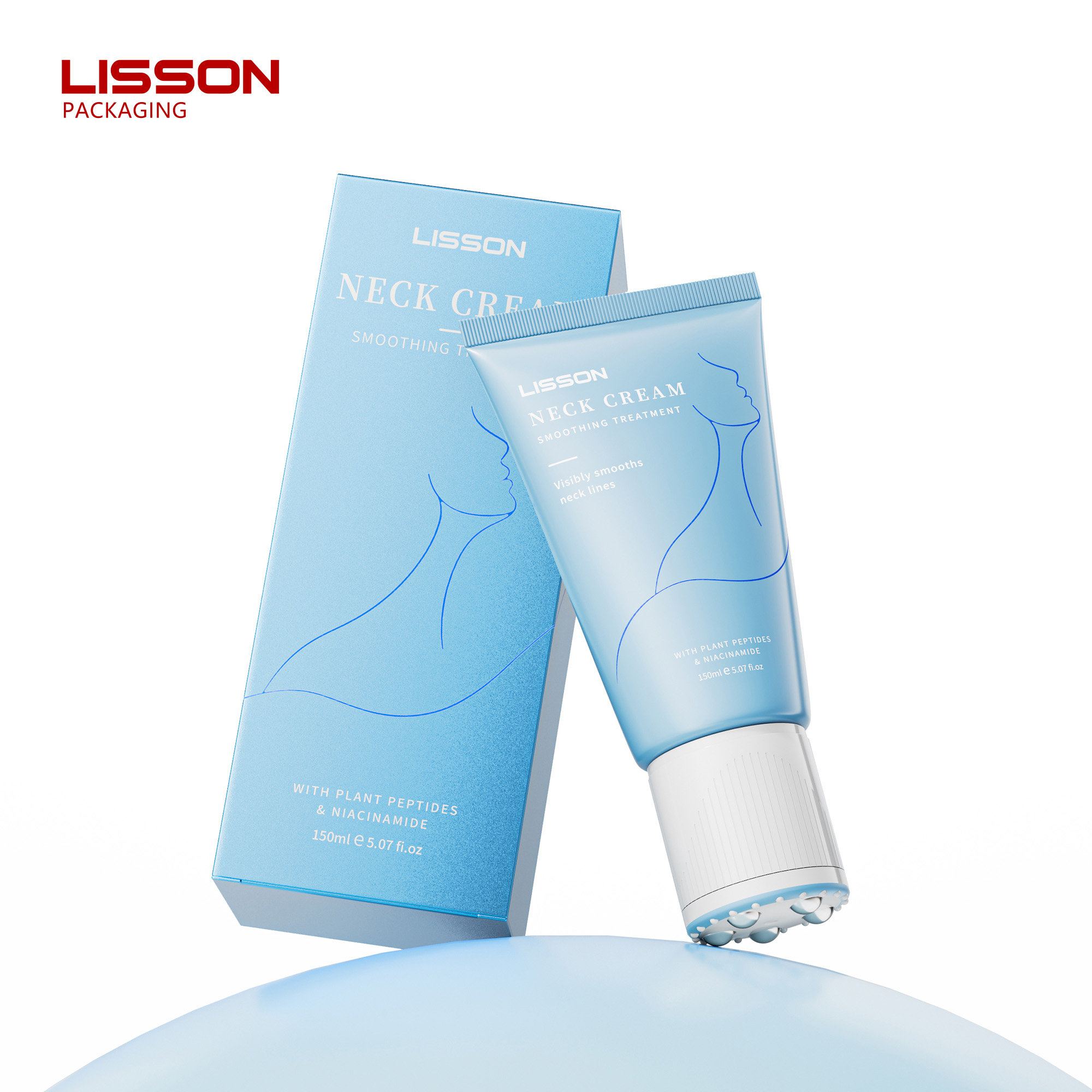 Custom 50mm PE Tube with Steel Roller Balls | 120-250ml Neck Cream Applicator | PP + TPE Leak-Proof Cap 8