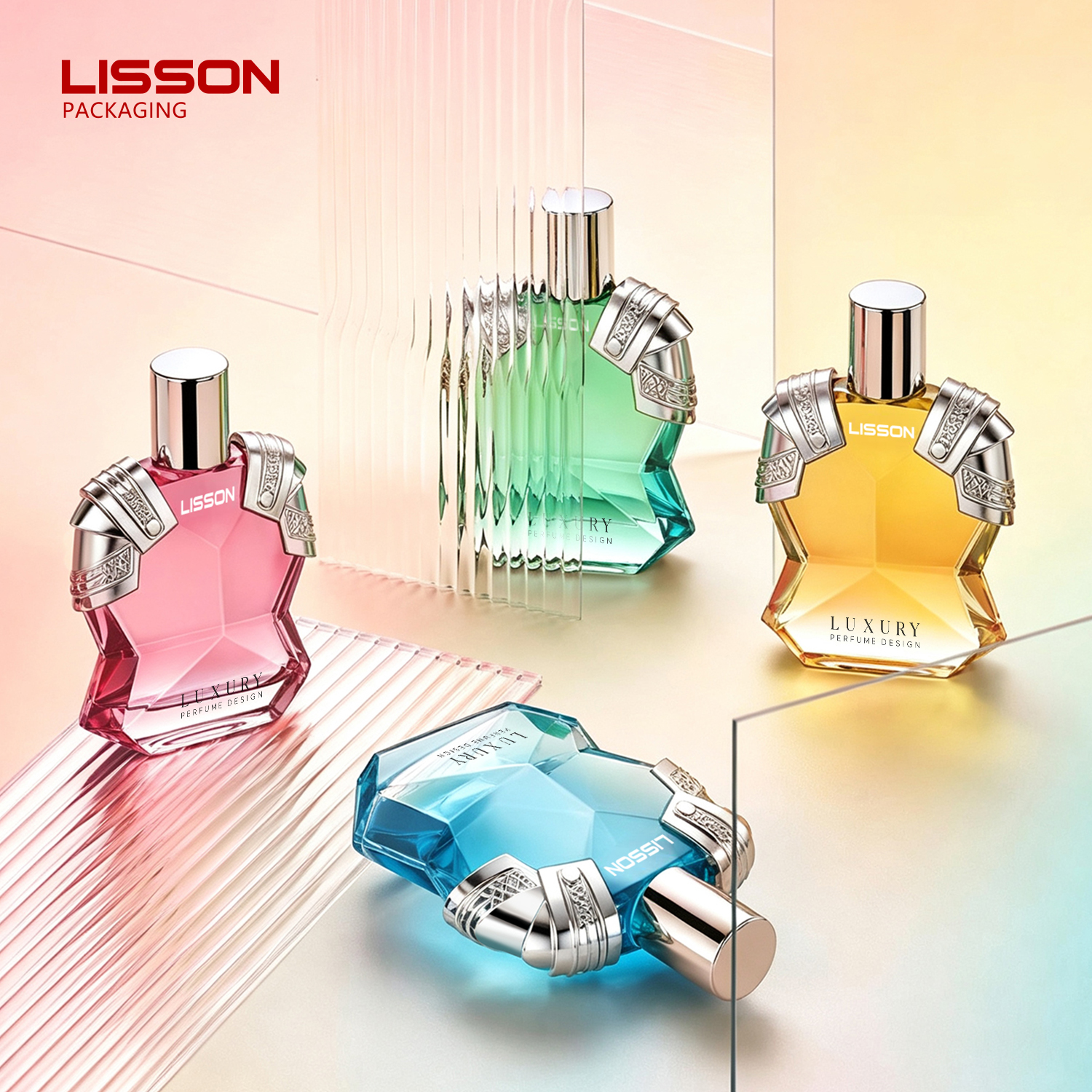 고급 도금 유리 향수병 세트 | 50ml/100ml 용량 맞춤 제작 가능, ABS/PP 도금 마감 1