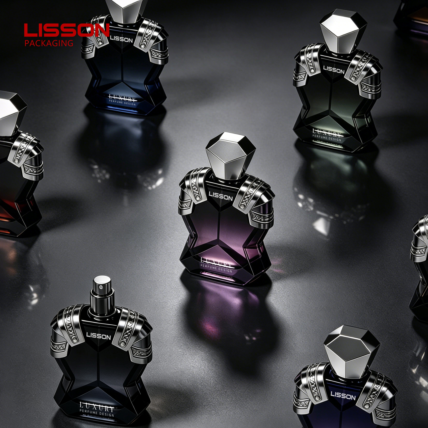 고급 도금 유리 향수병 세트 | 50ml/100ml 용량 맞춤 제작 가능, ABS/PP 도금 마감 7