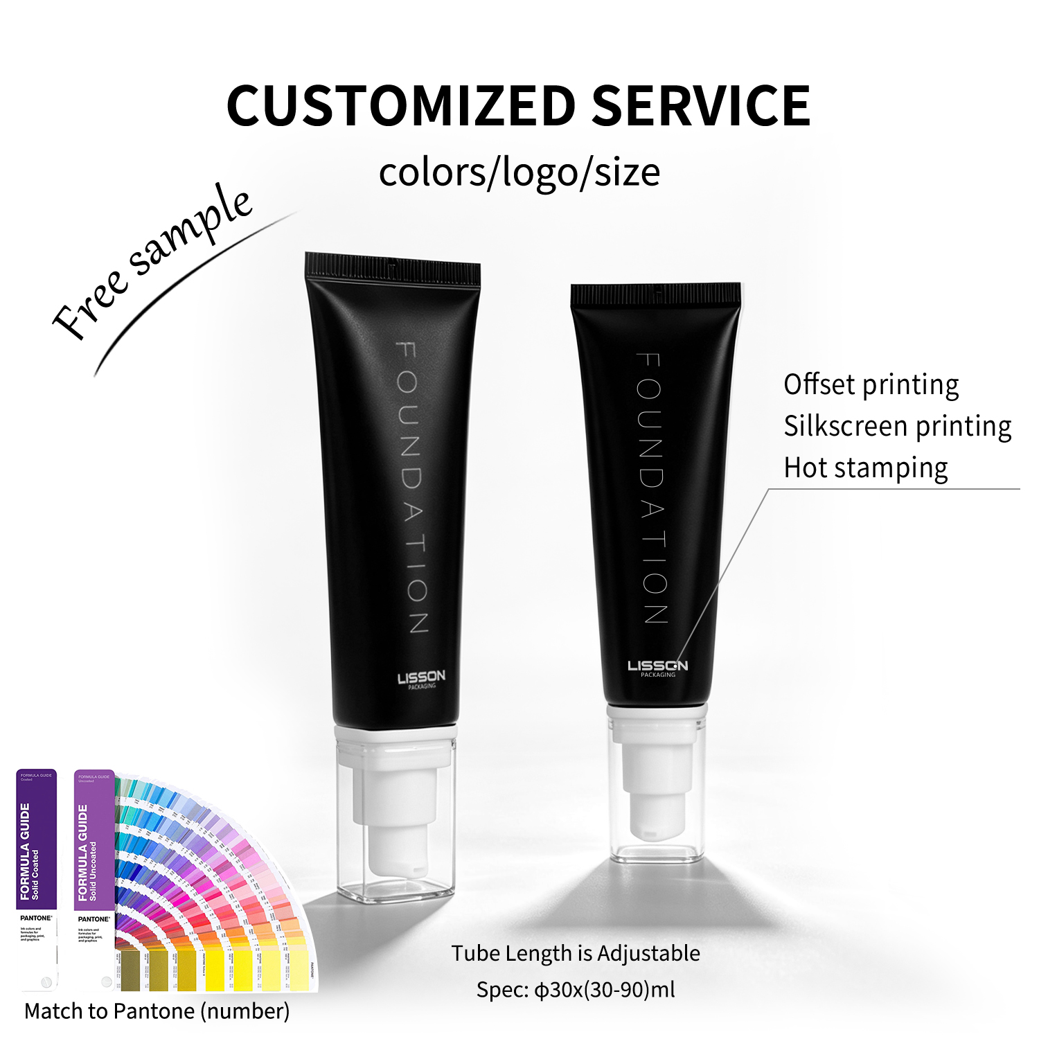 D30 Foundation Squeeze Tube | 30-90ml ABL Tube with PP Pump & MS Cap | Matte Black Finish 8