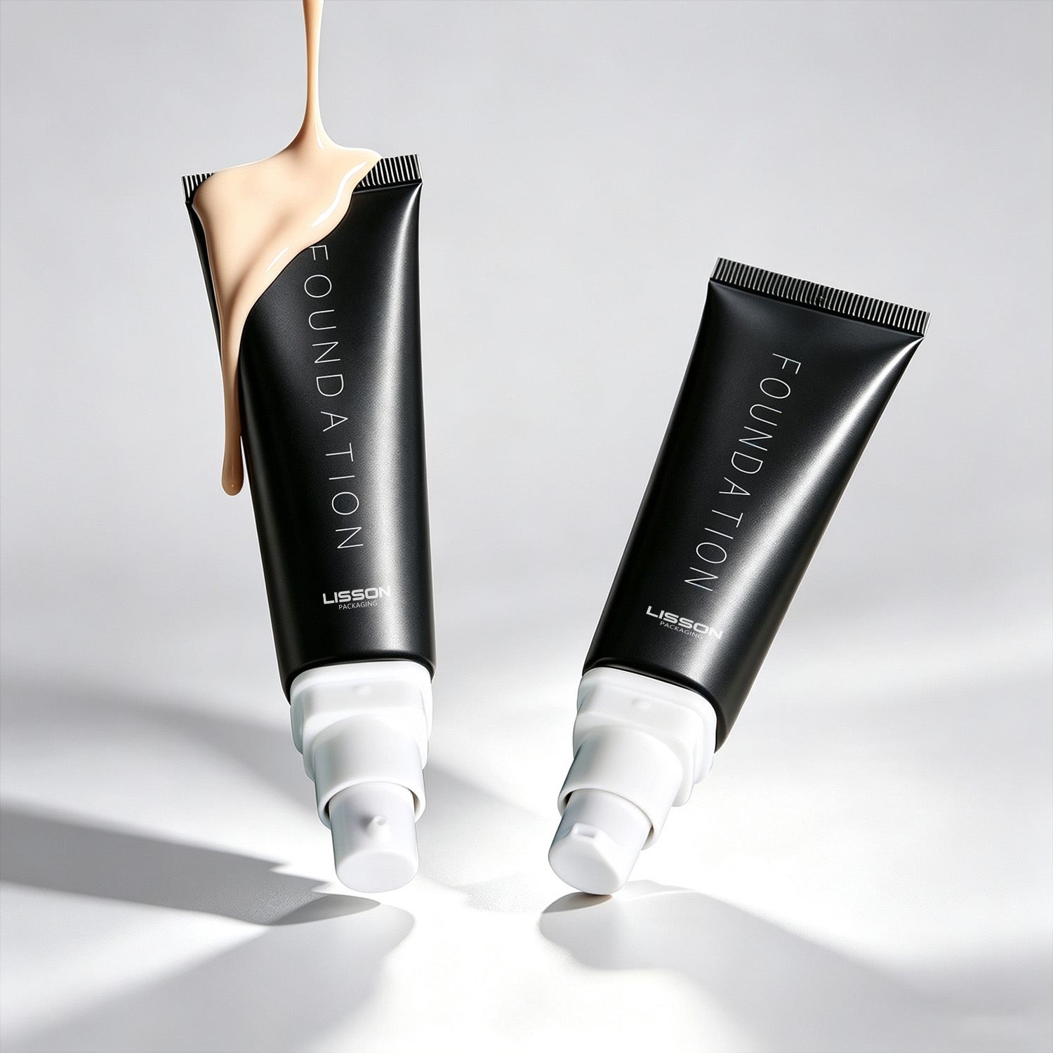 D30 Foundation Squeeze Tube | 30-90ml ABL Tube with PP Pump & MS Cap | Matte Black Finish 1