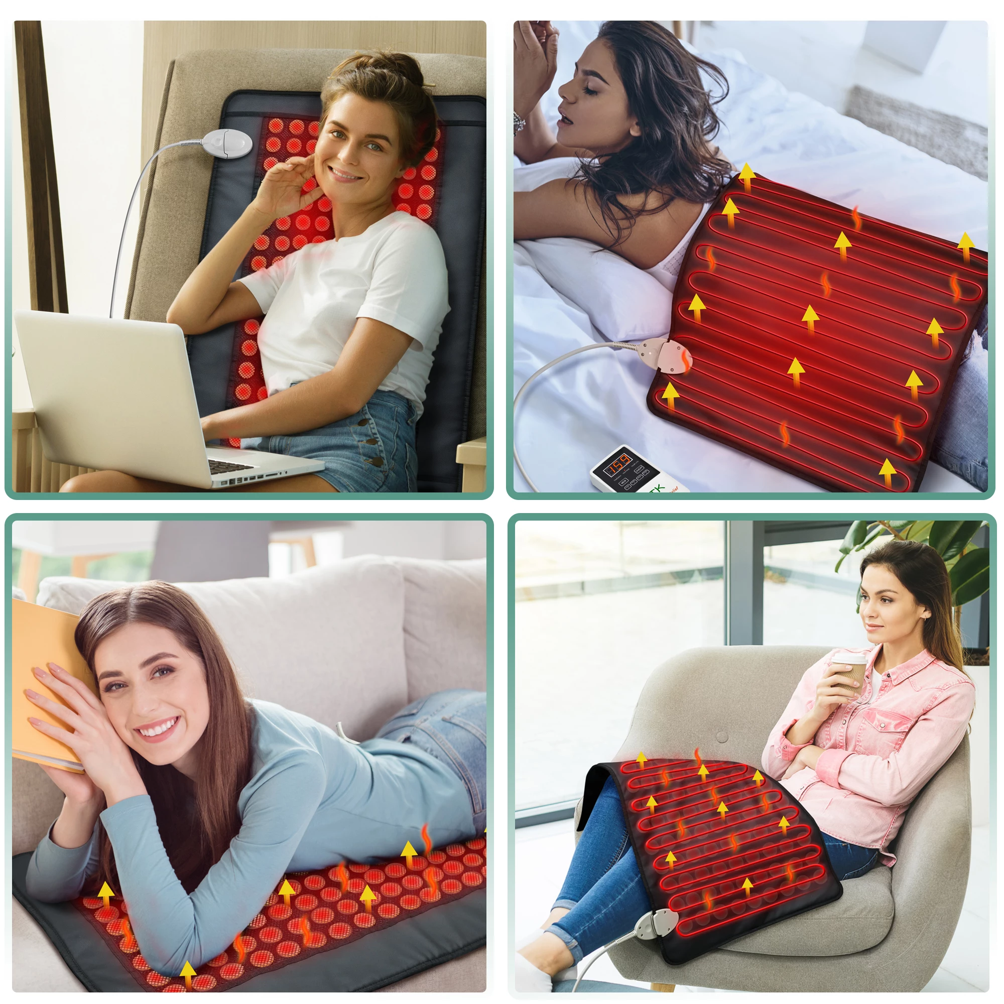 UTK Upgrade Jade Far Infrared Heating Pad for Back Pain Relief, Infrared Hot Therapy - Medium [21x31], 153 Jade Stones, Adjustable Temp, Auto Off and Travel Bag 4