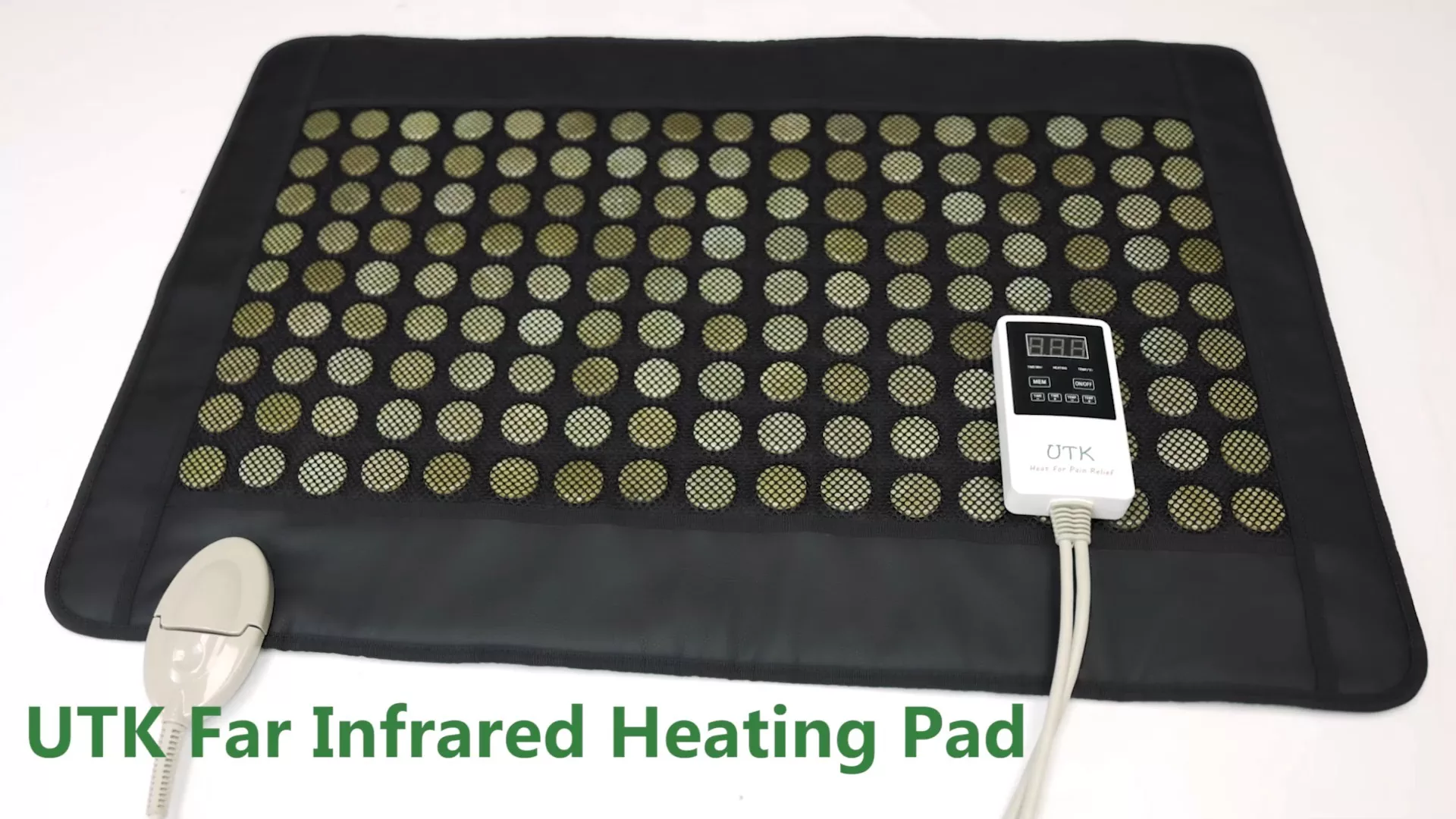 UTK Upgrade Jade - Almohadilla térmica infrarroja lejana para aliviar el dolor de espalda, terapia caliente infrarroja - Mediana [21x31], 153 piedras de jade, temperatura ajustable, apagado automático y bolsa de viaje 1