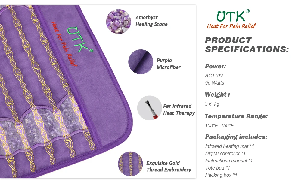 StartWarm Amethyst Healing Stone Infrared Heating Pad 13