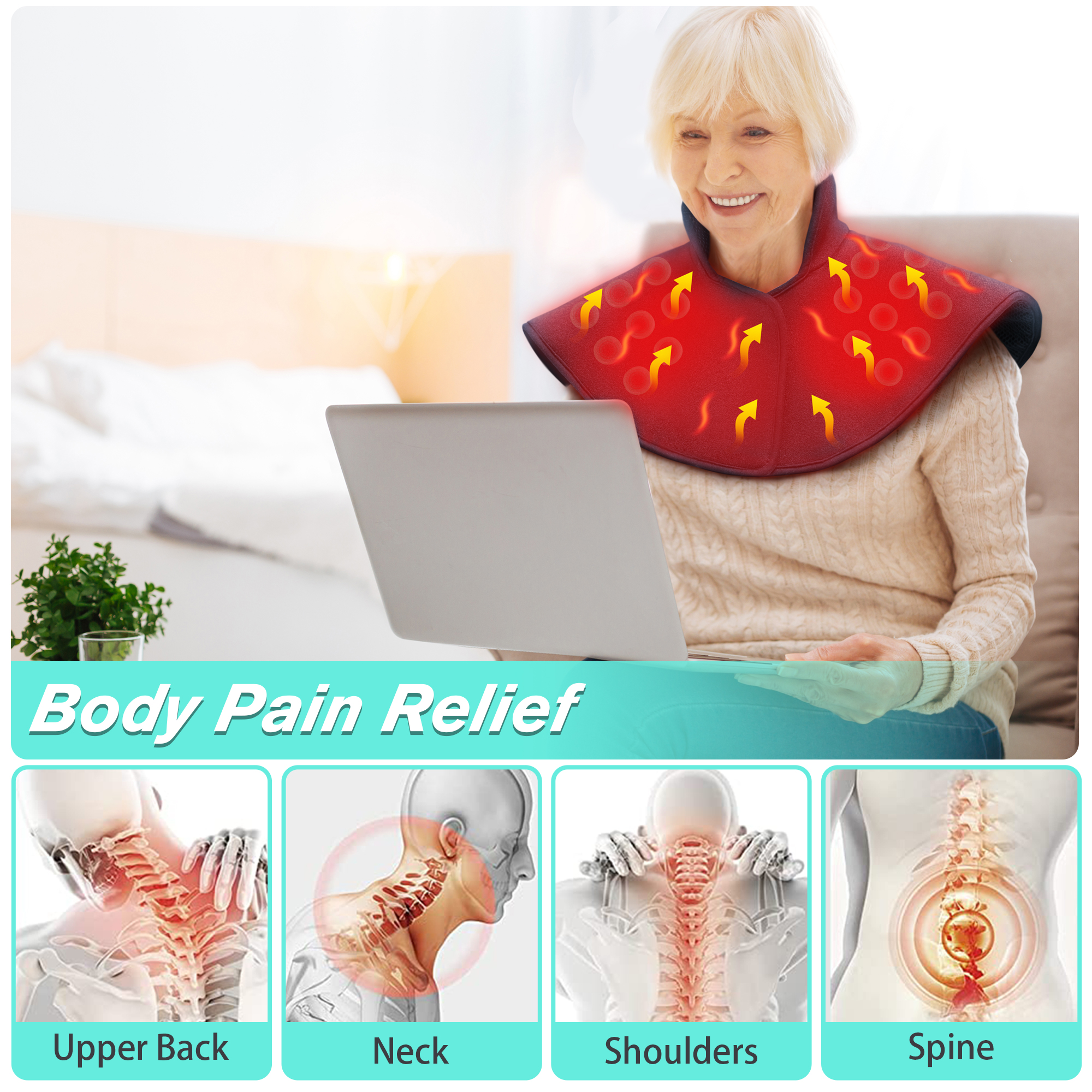 UTK Heating Pad for Neck and Shoulders,Natural Jade Tourmaline,Upgrade