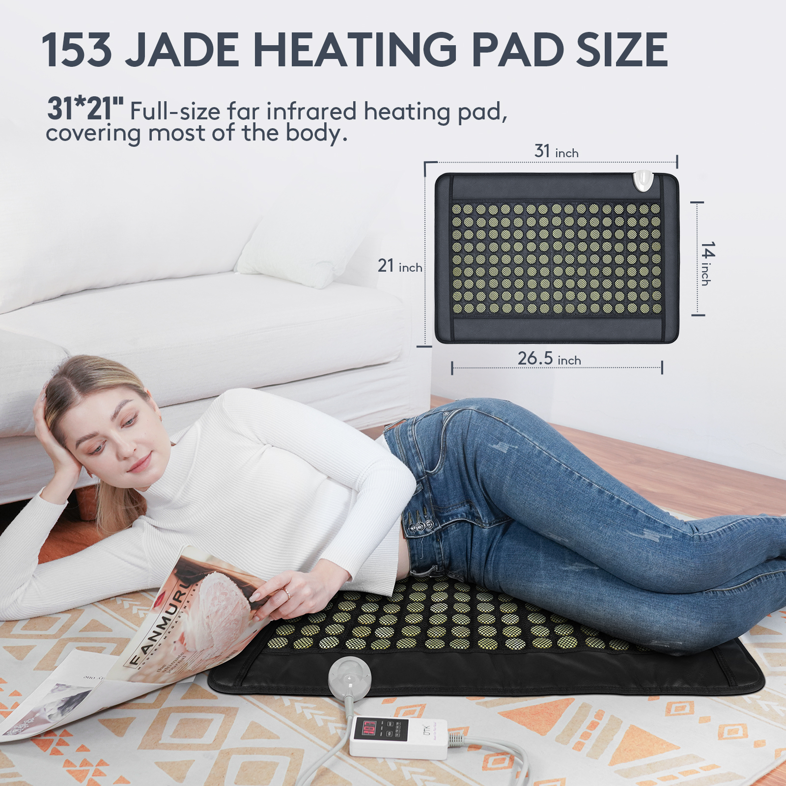 UTK Upgraded Jade Stones Far Infrared Heating Pad, H11A1 2