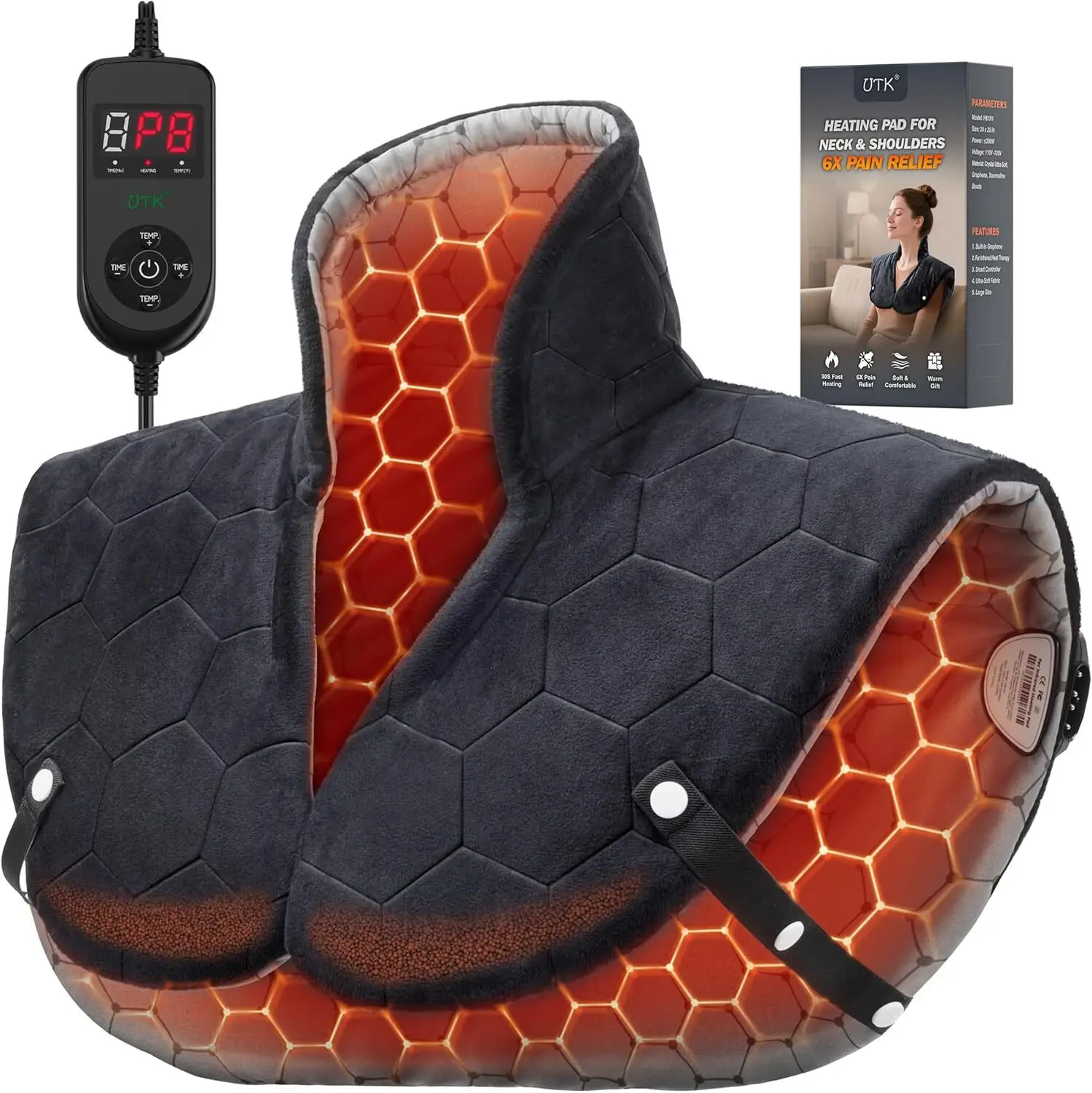 Coussin chauffant infrarouge lointain UTK 30 secondes pour le cou, les épaules et le dos 1