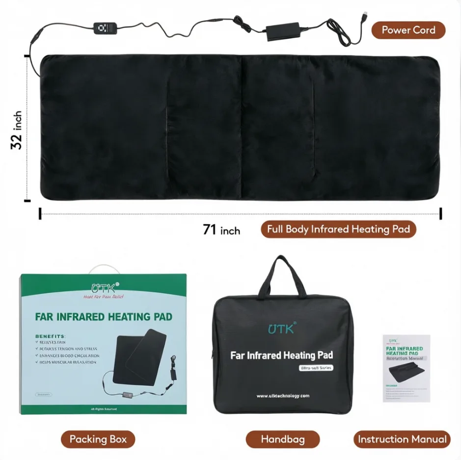 Cuscinetto riscaldante a infrarossi UTK per tutto il corpo, per alleviare il dolore, 70" x 31", H22F3 1