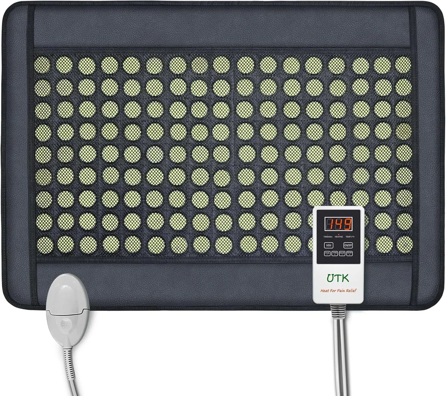 (USED)UTK Upgrade Jade Far Infrared Heating Pad for Back Pain Relief, Infrared Hot Therapy - Medium [21x31], 153 Jade Stones, Adjustable Temp, Auto Off and Travel Bag 1