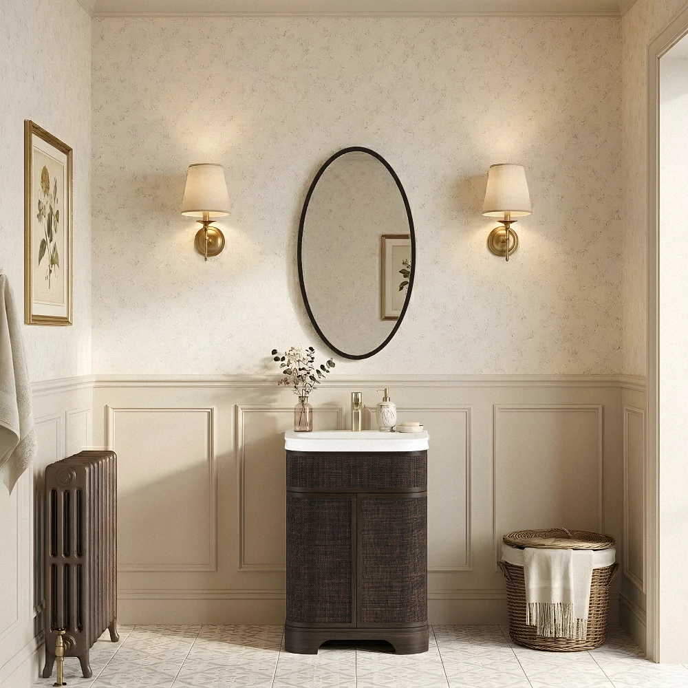 Mueble de baño SHKL de pie con acabado en nogal negro. 1