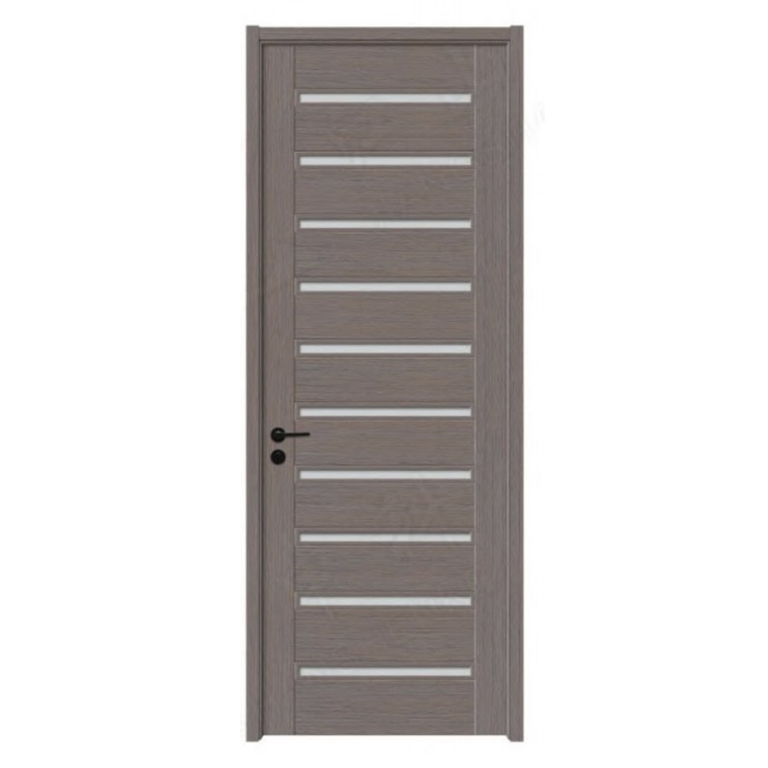 Superfície da porta pintada com grão de madeira natural, preço de fábrica, porta WPC, design embutido, porta de apartamento 7