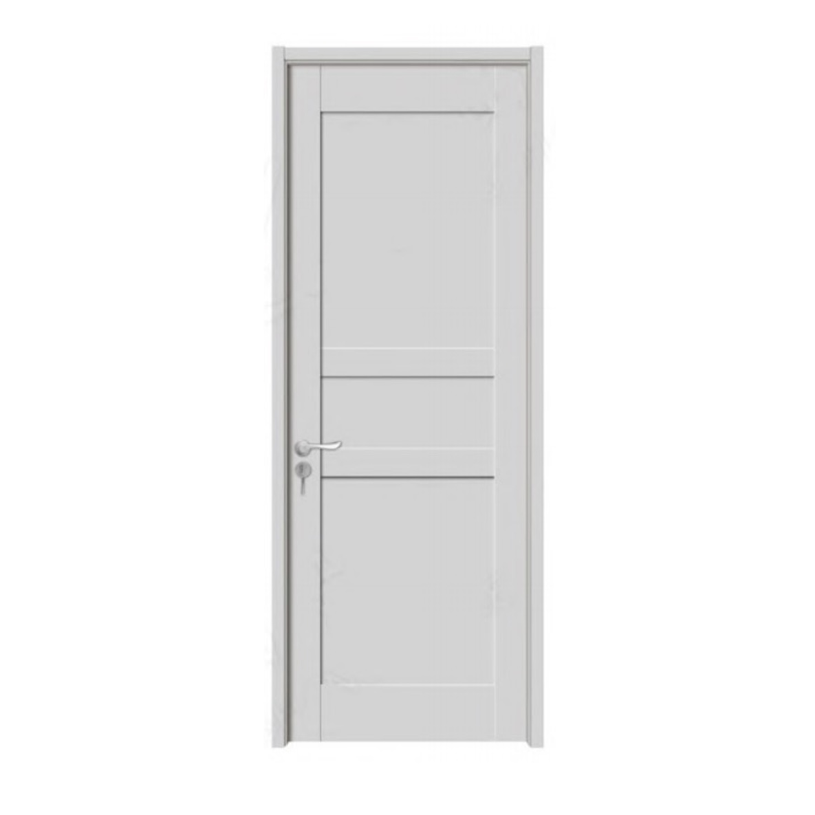 غرفة داخلية بيضاء حديثة معاصرة لوحة باب الخشب البلاستيك المركب تصميم أبواب WPC Prehung 5