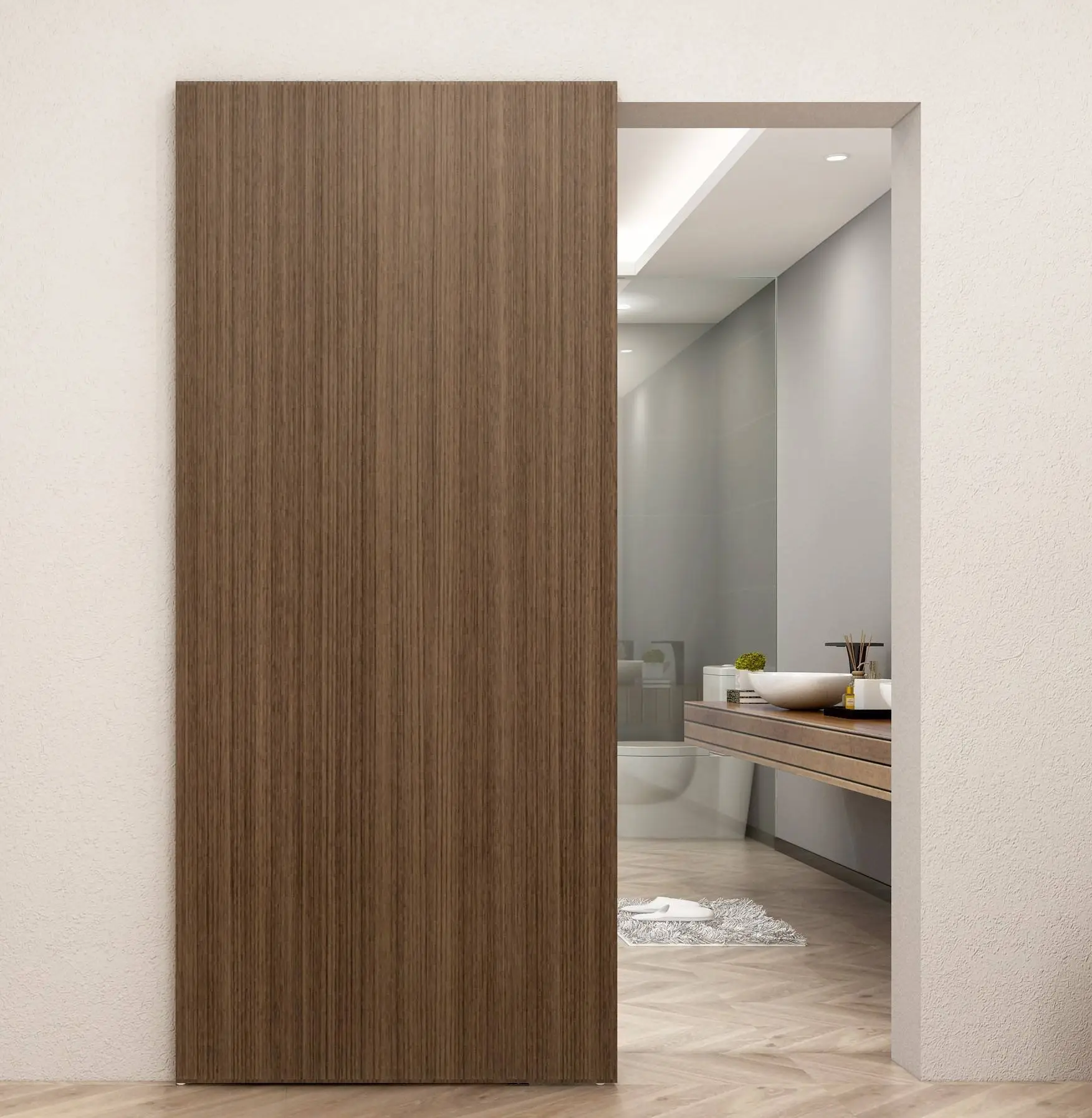 Modern Invisible Wooden Sliding Doors | Soft Closing Interior Sliding Doors  for Homes, image size:1752x1793