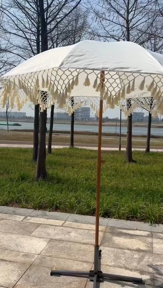 Boho Tassel Patio Paraplu Tilt verstelbaar voor buiten strandtuin 1
