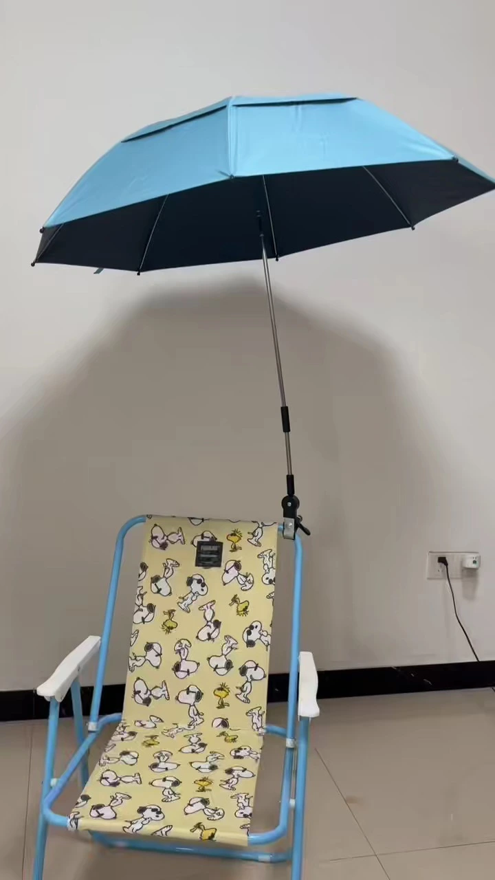 Double-Layer Deep Blue Beach Chair Umbrella - Breathable Design 1