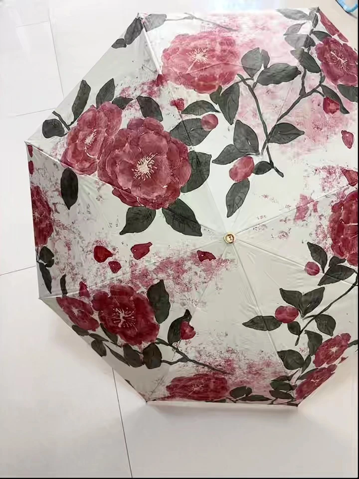 Golden Curved Handle Dual-Purpose Umbrella for Rain and Light 1