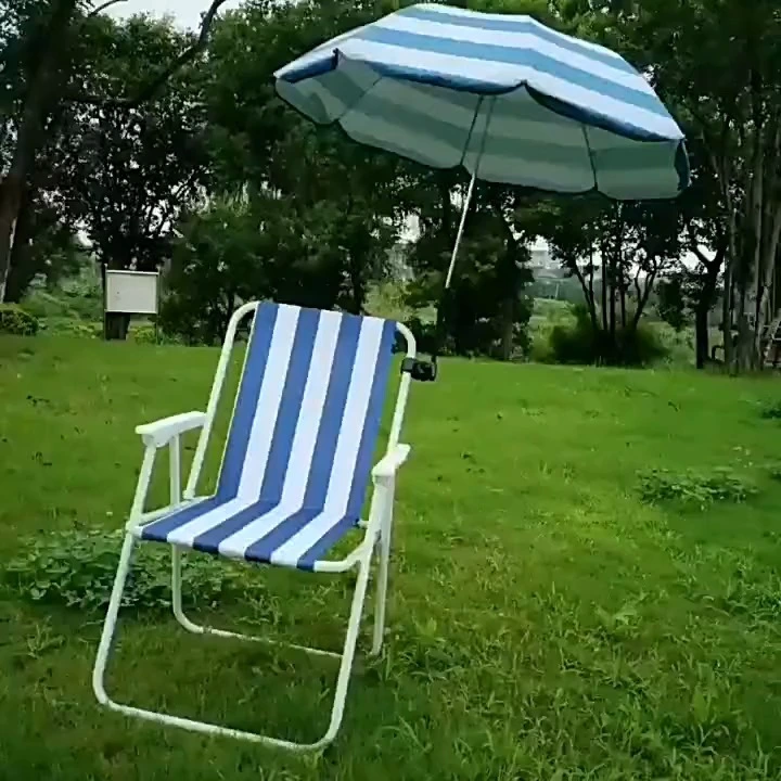 21 inch Blue Striped Beach Chair Umbrella for Outdoor Use 1