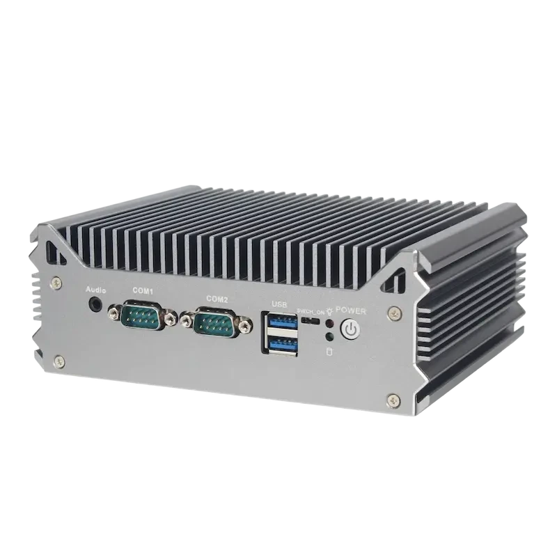 Mini PC industrial sin ventilador con puertos LAN duales y puertos COM. 1