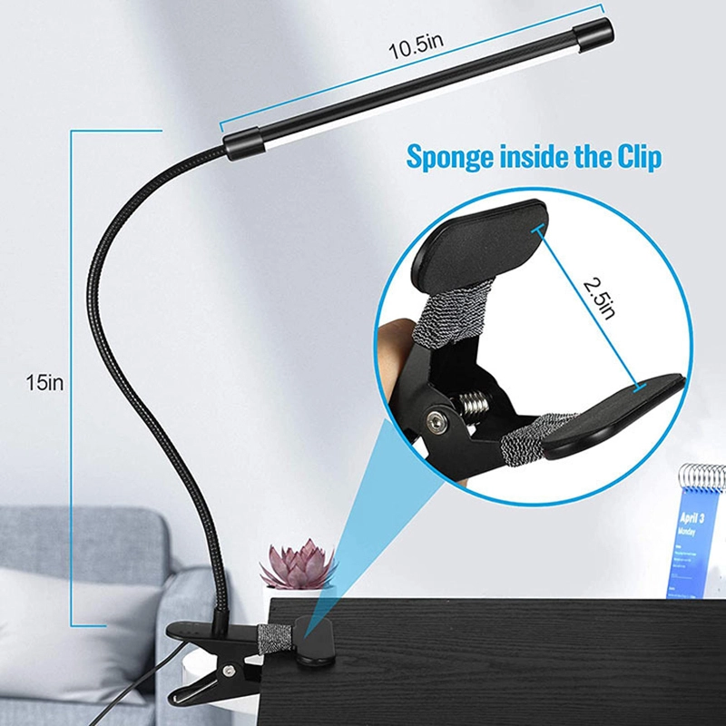 Lampada da scrivania a LED FX001F da 7 W con clip flessibile a 360 gradi per la sala lettura. 1