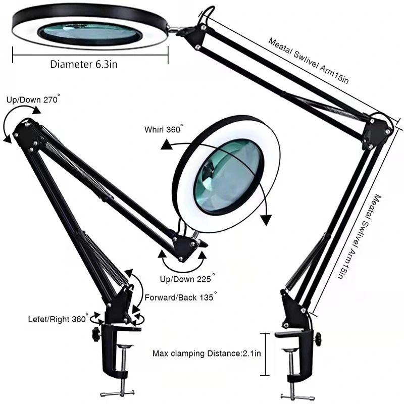 12W USB LED Magnifier Desk Lamp with 2 Color Temp Dimming for Desktop Use 1