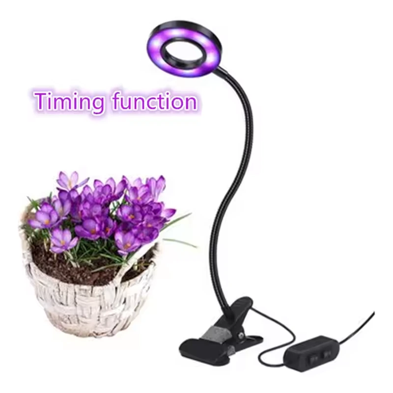 LED Round Head Clip Grow Light with Timer Dimming for Indoor Plant Growth 1