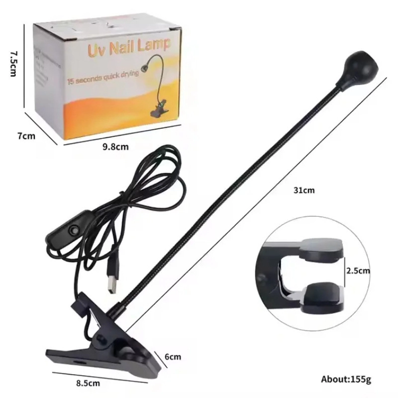 Gooseneck USB Clip Nail Lamp UV Glue Curing for Desk Manicure Night Lighting 1