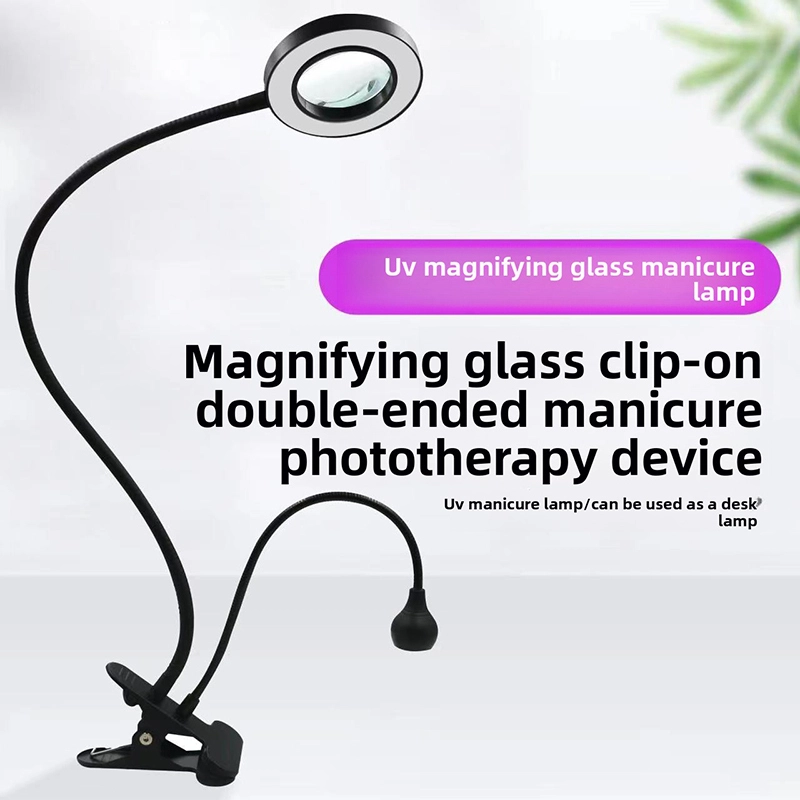 2-in-1 LED UV Magnifying Clip-on Lamp for Manicure Phototherapy Desk Use 1