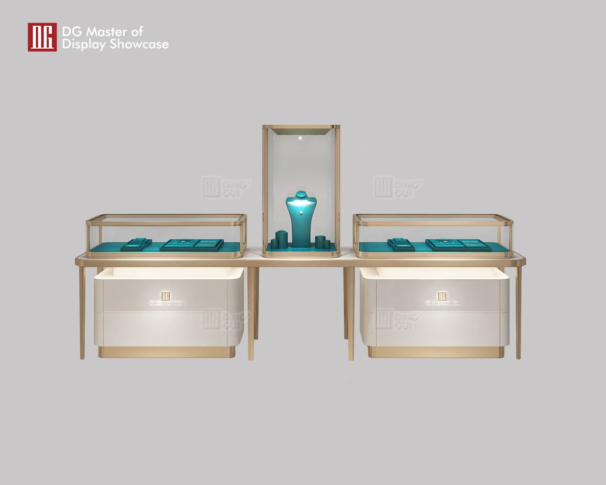 DG Showcase Custom Luxury Curve Jewelry Showcase Display Cabinets Fashion Design 1