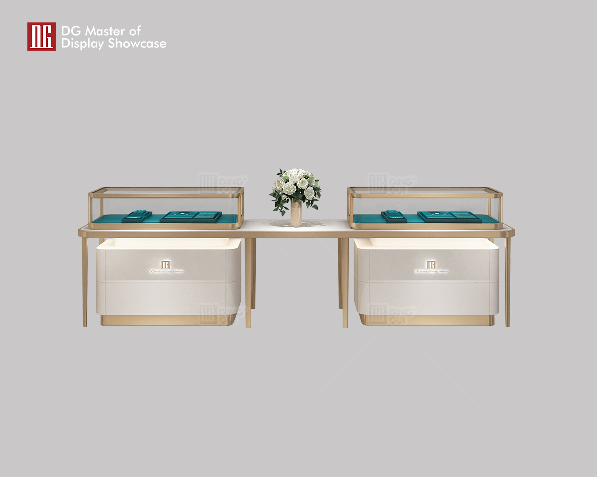 DG Showcase Custom Luxury Curve Jewelry Showcase Display Cabinets Fashion Design 7