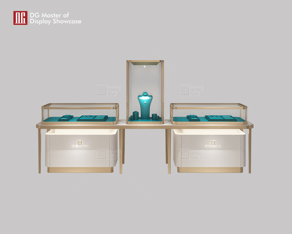 DG Showcase Custom Luxury Curve Jewelry Showcase Display Cabinets Fashion Design 6