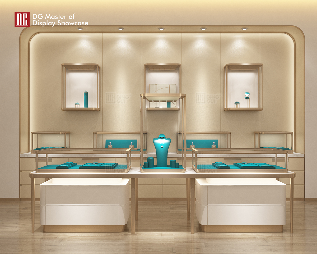DG Showcase Custom Luxury Curve Jewelry Showcase Display Cabinets Fashion Design 9