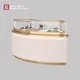 Curved Jewelry Display Showcase: Elegant White & Gold 3