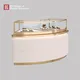 Curved Jewelry Display Showcase: Elegant White & Gold 2