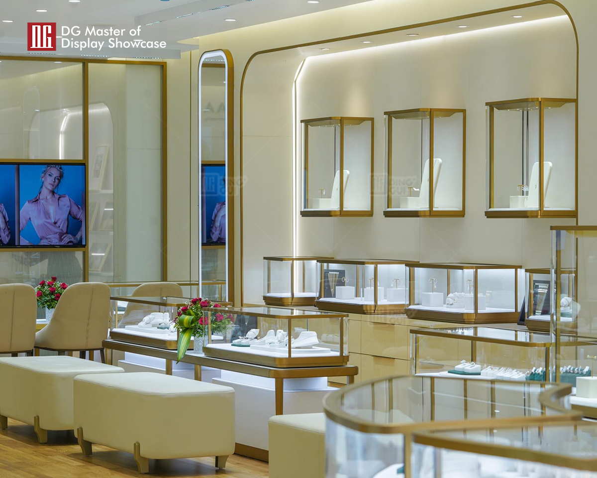 Vitrinas de pared personalizadas para joyería y relojes de DG Showcase, vitrinas de lujo para productos 9