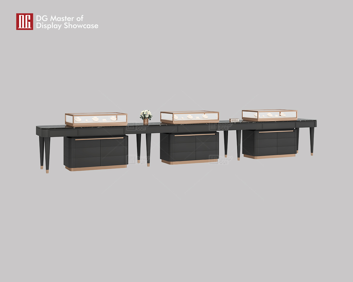 Pinakabagong black marble jewelry watch display cabinet ng DG Display Showcase 7