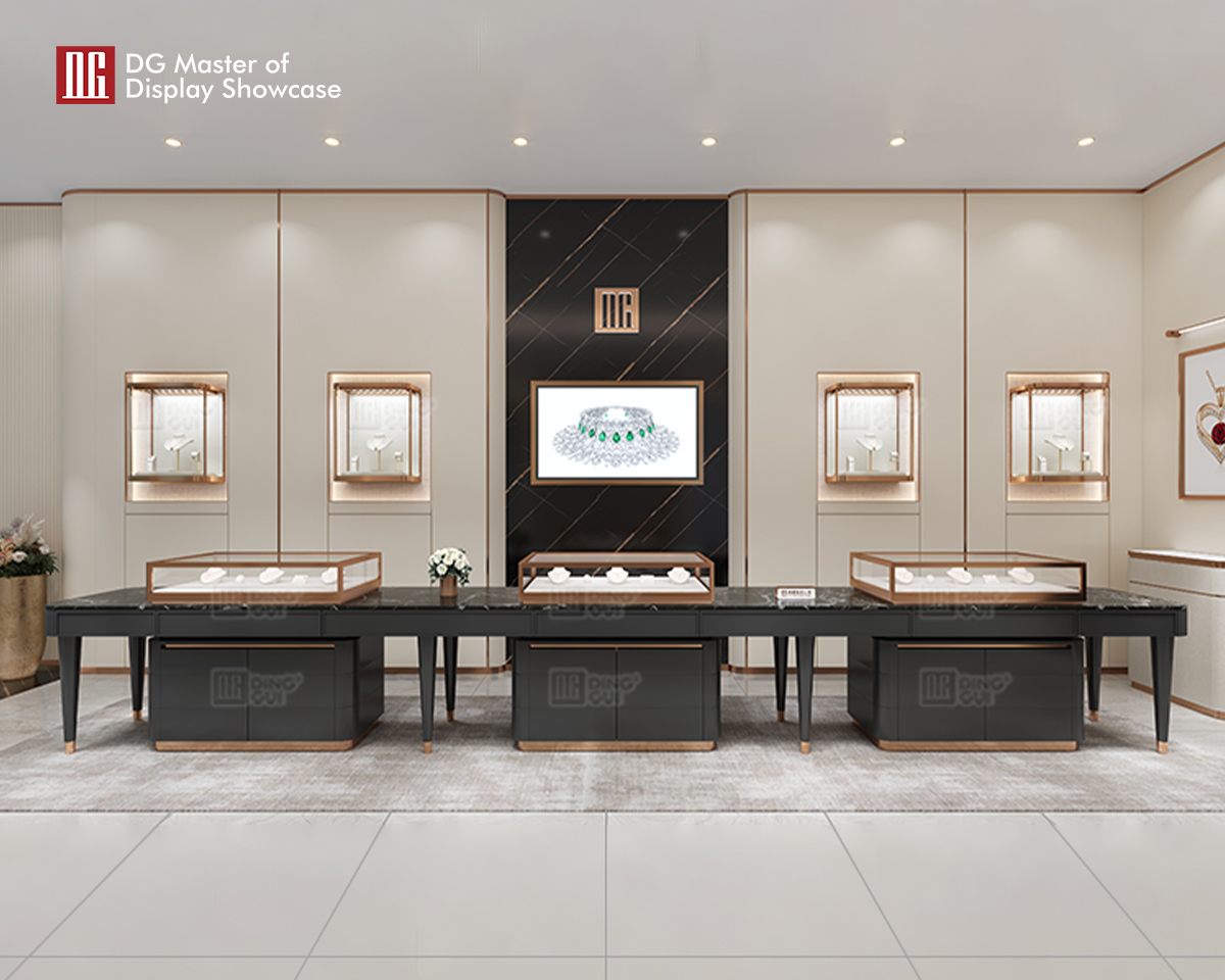 Pinakabagong black marble jewelry watch display cabinet ng DG Display Showcase 10